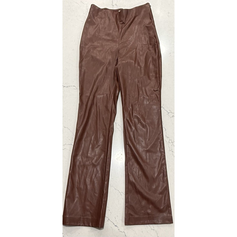 Wilfred Aritzia Elaine Faux Leather Vegan Pants High Waist Flared Sz 10